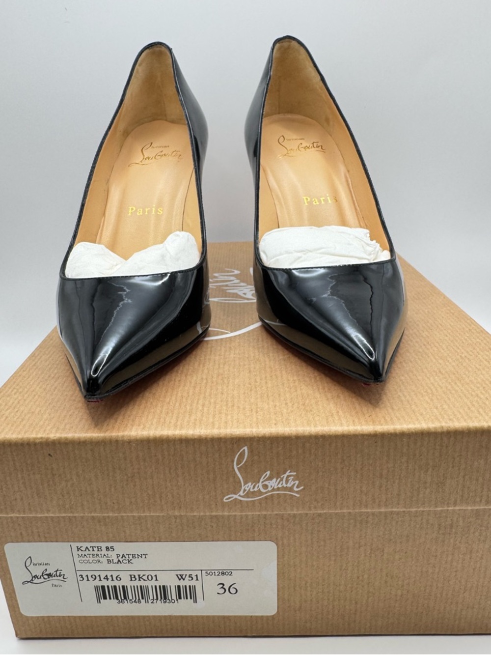 Christian Louboutin Kate 85 Black Patent Pump Heel Size 36 EU 6 US w Box - Picture 9 of 9